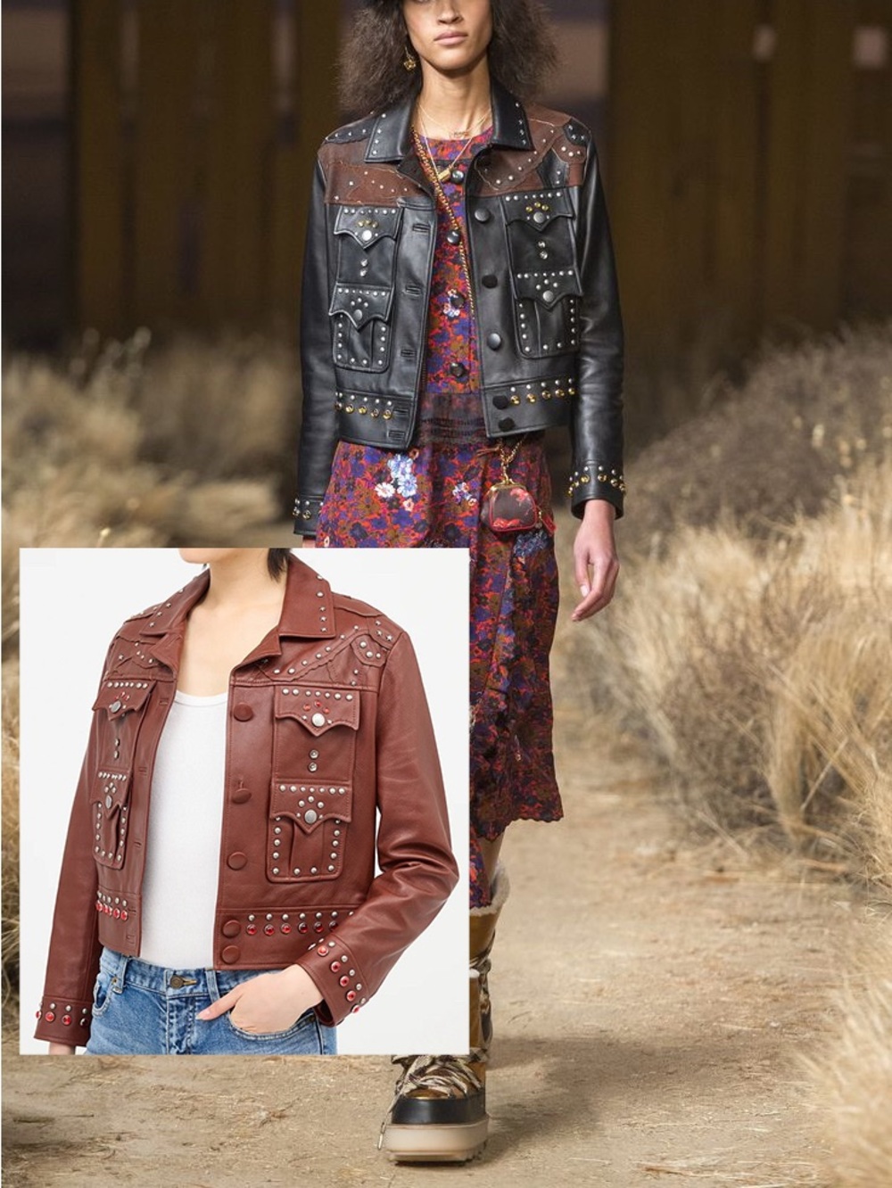 Coach 1941 Fall 2017 Runway Studded Leather Jacket Tobacco